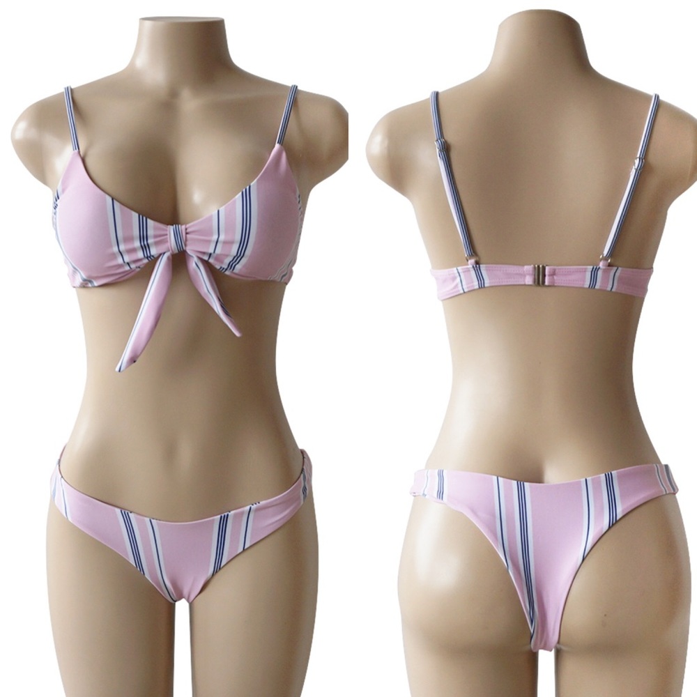 Time to Vacation Pink Stripe Two Piece Swimsuit - Picture 7 of 8